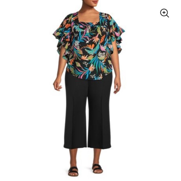 💜Terra & Sky Women’s Plus Crop Relaxed Fit Capri - Picture 4 of 8